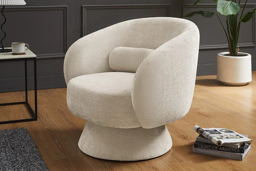riess-ambiente Drehsessel BOSSA NOVA beige Chenille drehbar - Bild 3