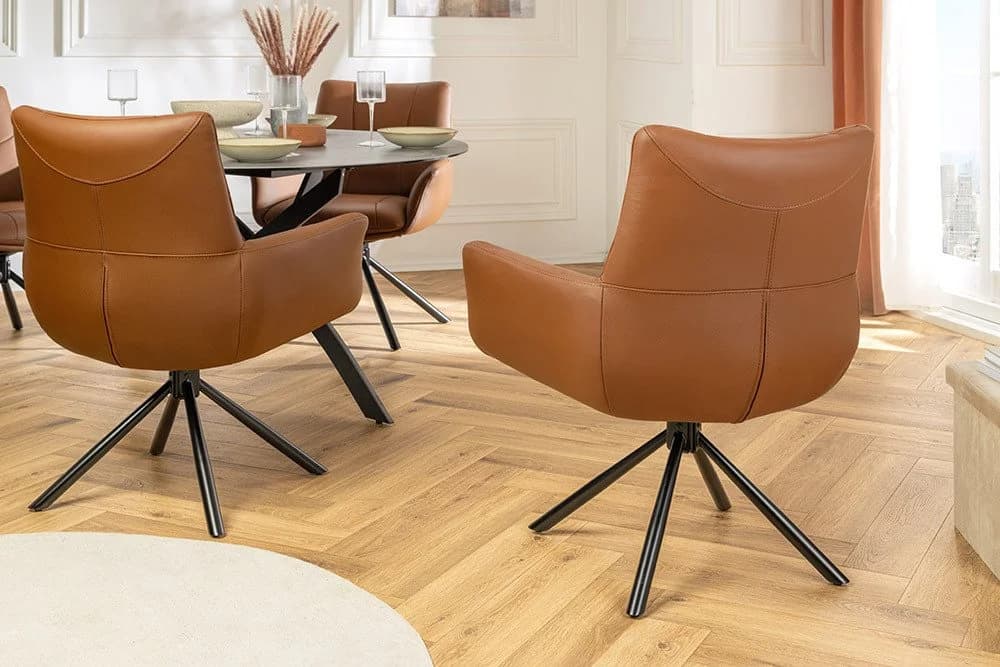 riess-ambiente Drehstuhl SIGNATURE 85cm cognac Leder Polsterstuhl - Bild 3