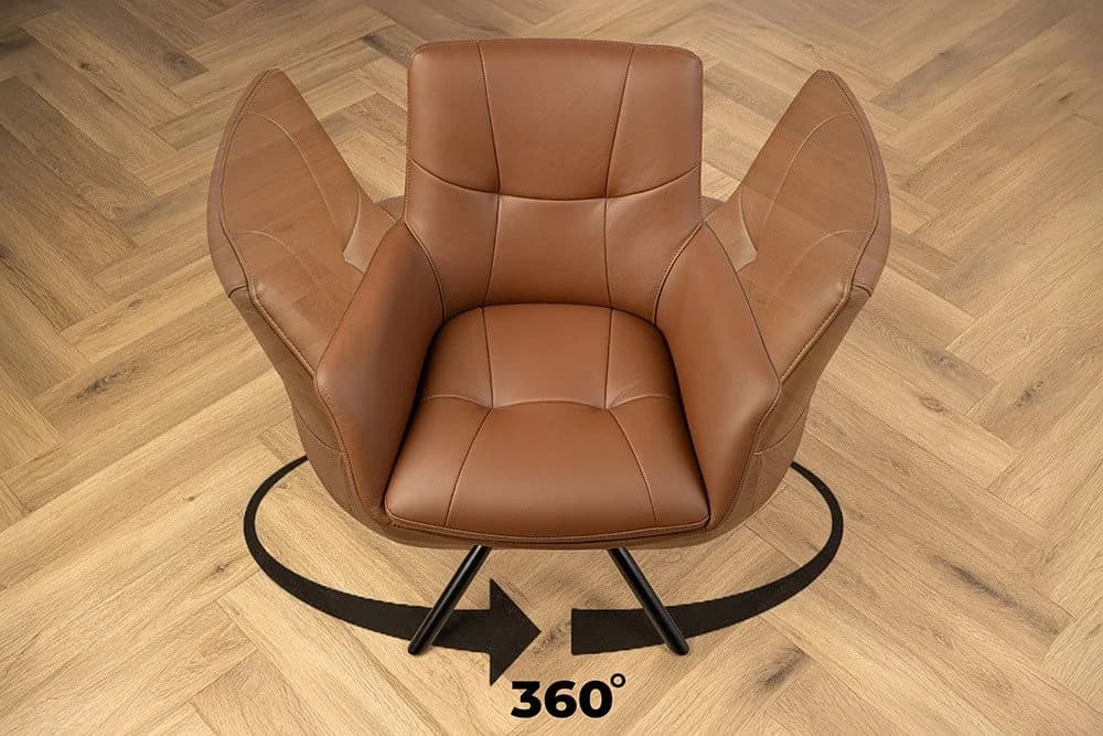 riess-ambiente Drehstuhl SIGNATURE 85cm cognac Leder Polsterstuhl - Bild 4