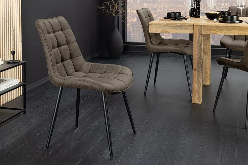 riess-ambiente Esszimmerstuhl ROADSTAR Taupe Schwarz Microfaser Metallbeine
