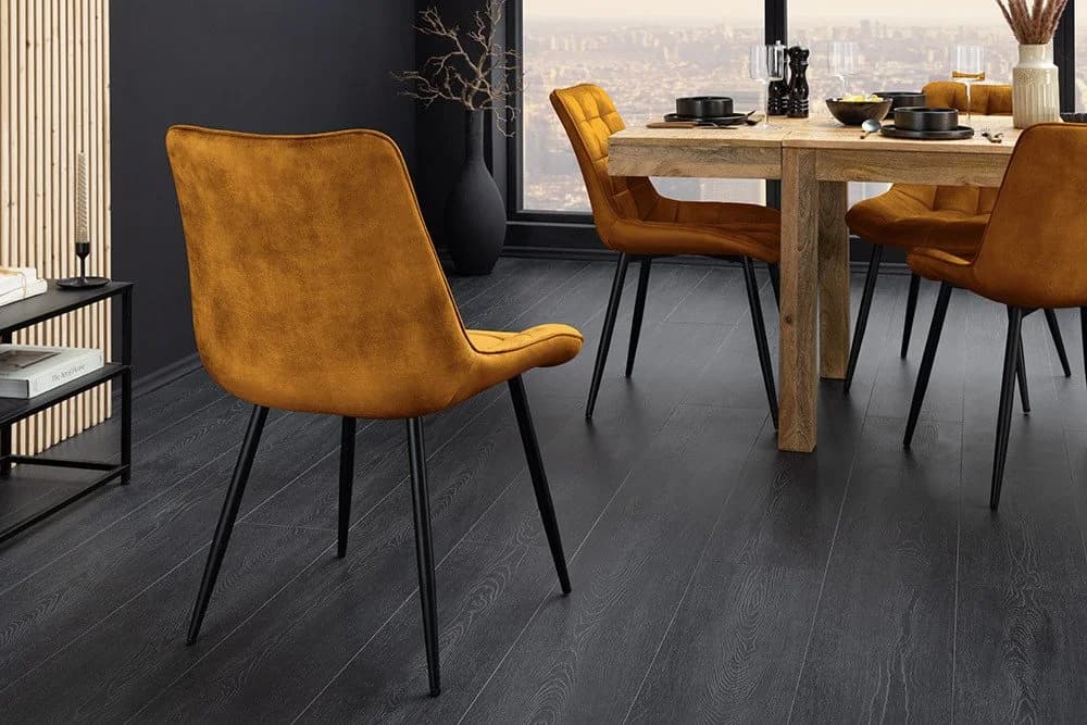 riess-ambiente Esszimmerstuhl ROADSTAR Senfgelb Samt Metallbeine
