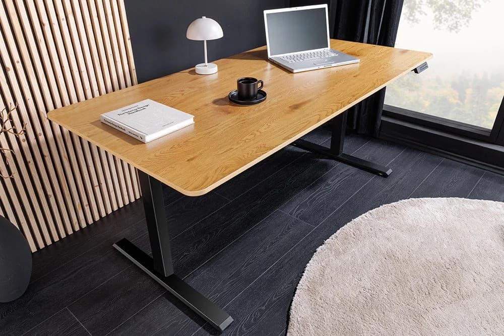 riess-ambiente Schreibtisch OAK DESK 120cm Natur/schwarz-Eiche höhenverstellbar - Bild 2