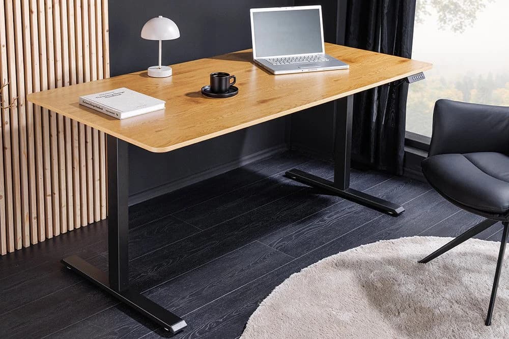 riess-ambiente Schreibtisch OAK DESK 120cm Natur/schwarz-Eiche höhenverstellbar - Bild 3