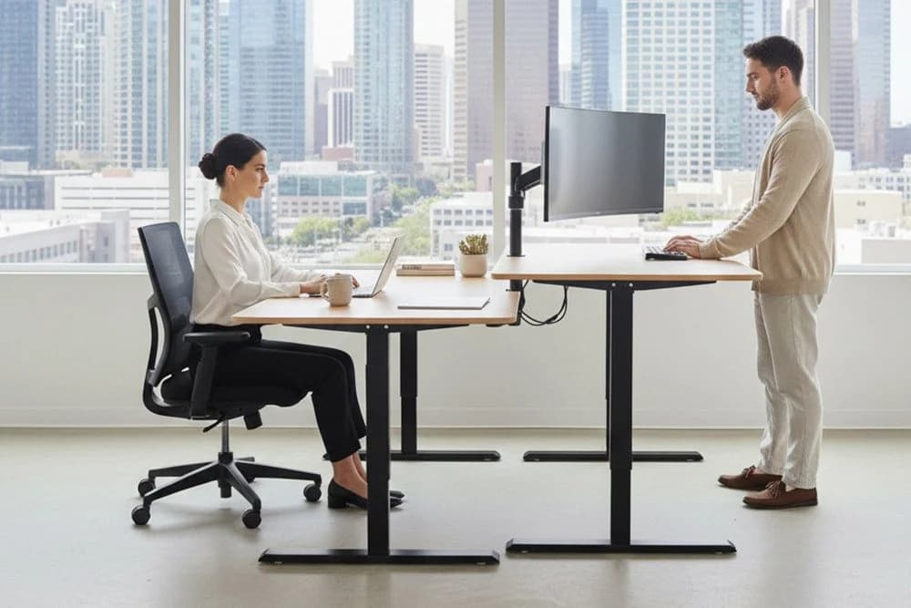 riess-ambiente Schreibtisch OAK DESK 120cm Natur/schwarz-Eiche höhenverstellbar - Bild 5