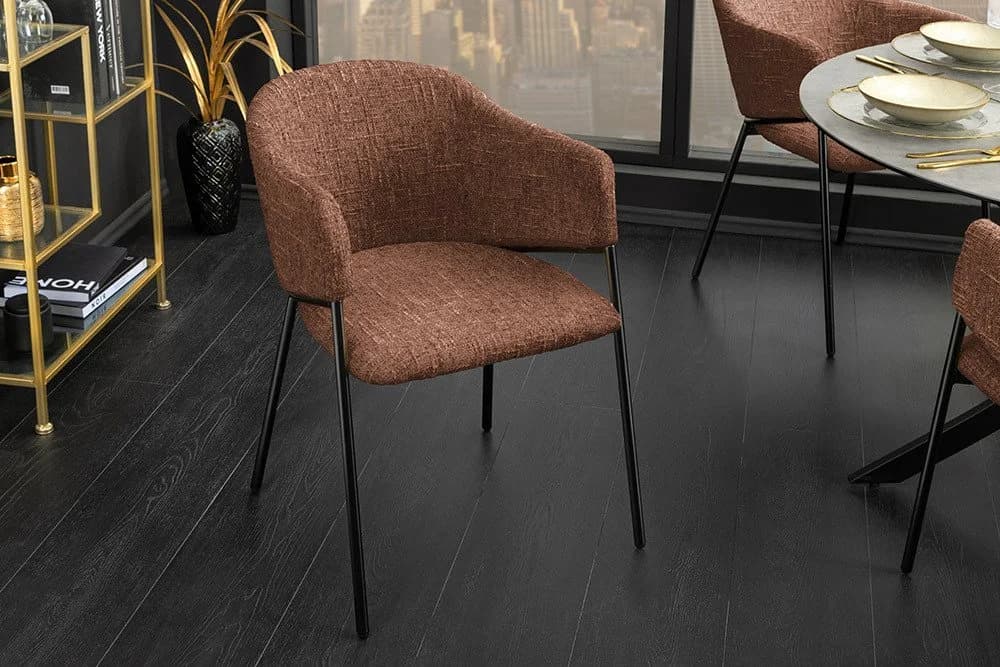 Riess Ambiente Esszimmerstuhl Noblesse Braun Chenille Schwarz Metall - Bild 5