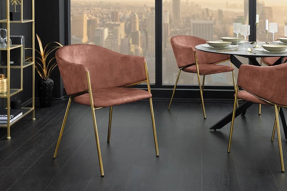 riess-ambiente Esszimmerstuhl NOBLESSE Rosé Gold Samt mit Armlehnen - Bild 2