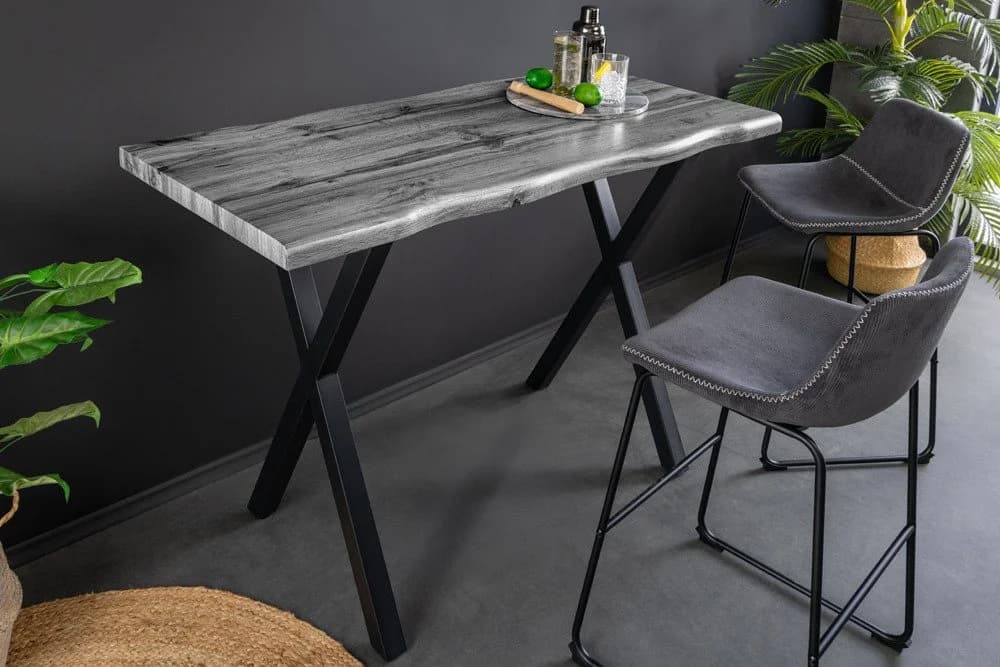 riess-ambiente Bartisch WILD 120cm Wildeichen-Design Metallgestell Baumkante