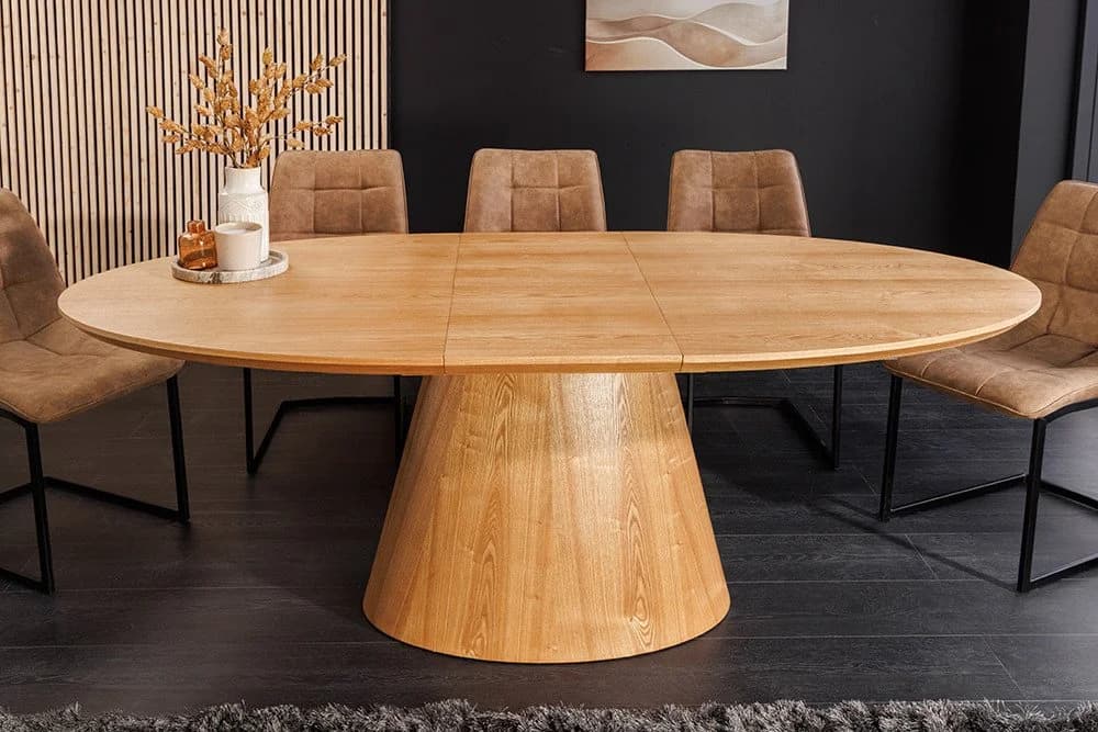 riess-ambiente Esstisch UNIQUE 160-200cm natur Eichenholz Säulenfuß ausziehbar 8 Personen - Bild 2