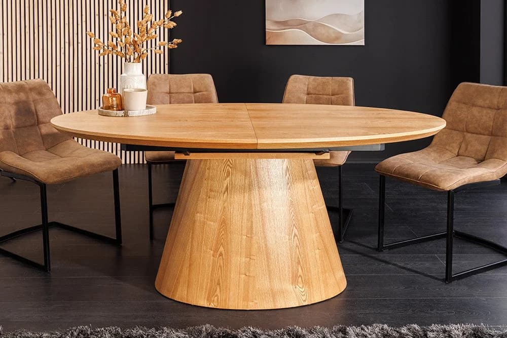 riess-ambiente Esstisch UNIQUE 160-200cm natur Eichenholz Säulenfuß ausziehbar 8 Personen - Bild 3