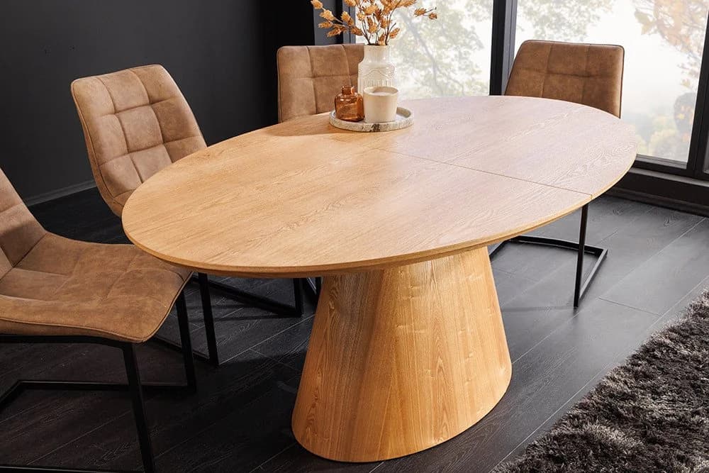 riess-ambiente Esstisch UNIQUE 160-200cm natur Eichenholz Säulenfuß ausziehbar 8 Personen - Bild 5