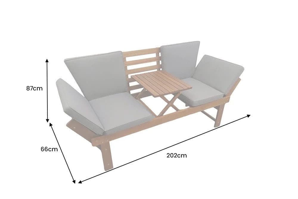 riess-ambiente Gartenbank MODULAR 200cm natur FSC Holz klappbar mit Tisch - Bild 4