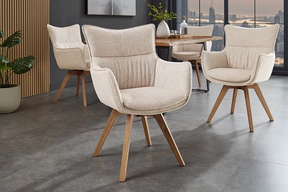 Riess-Ambiente Drehstuhl VOGUE Beige Natur Eichenholz - Bild 2