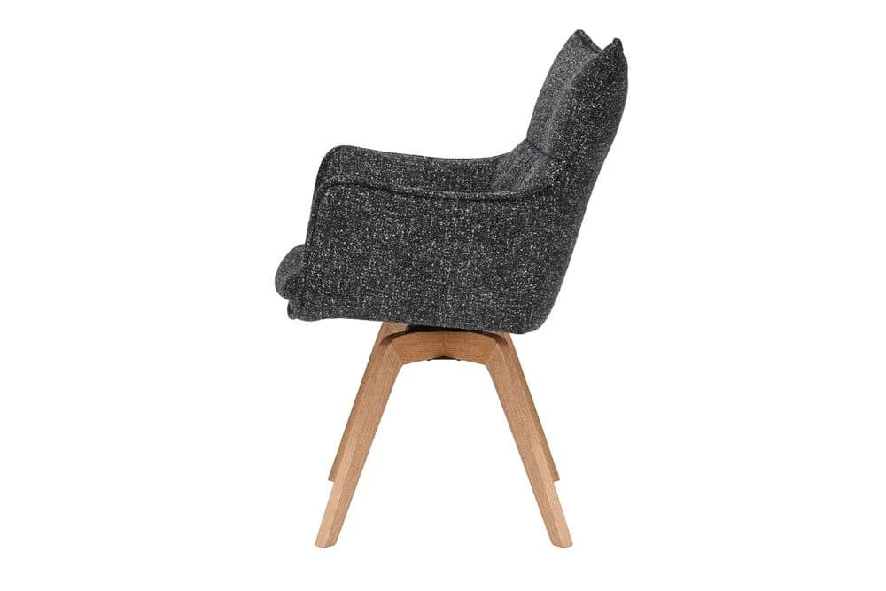 riess-ambiente Drehstuhl VOGUE anthrazit/natur - Strukturstoff, Eiche, 360° drehbar, Armlehne - Bild 3