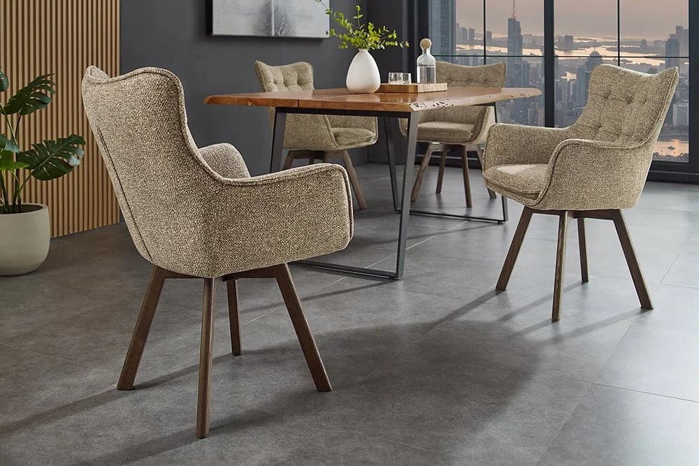Riess Ambiente Drehstuhl THOR Taupe Braun Eichenholz