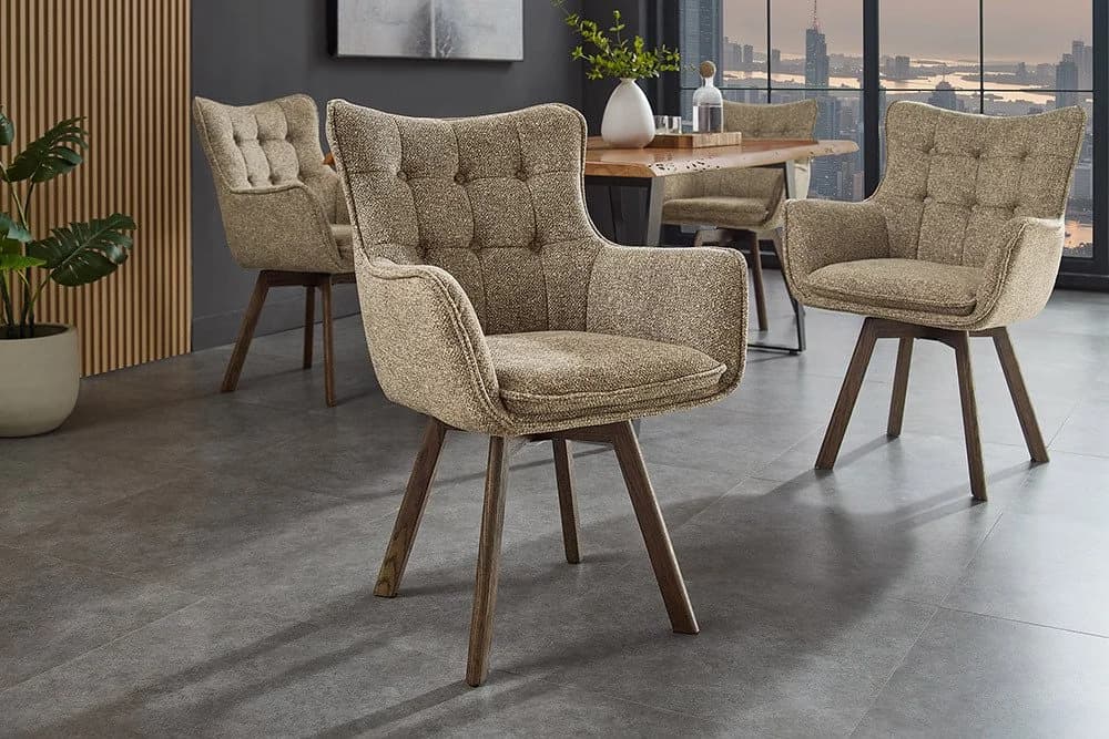 Riess Ambiente Drehstuhl THOR Taupe Braun Eichenholz - Bild 2