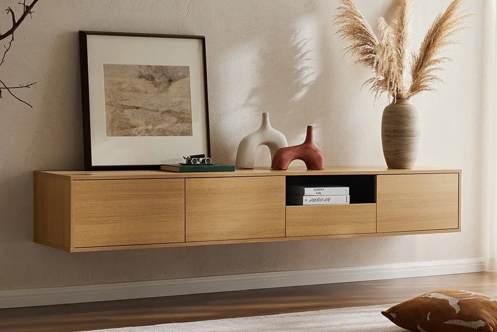 riess-ambiente TV-Board LOFT 200cm natur/schwarz - Hängendes Sideboard - Bild 2
