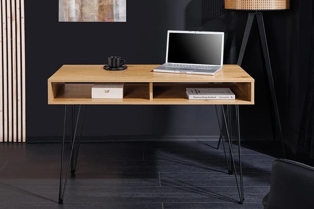 riess-ambiente Schreibtisch STUDIO 110cm natur-Eiche, Stauraum, Hairpin, homeoffice, platzsparend