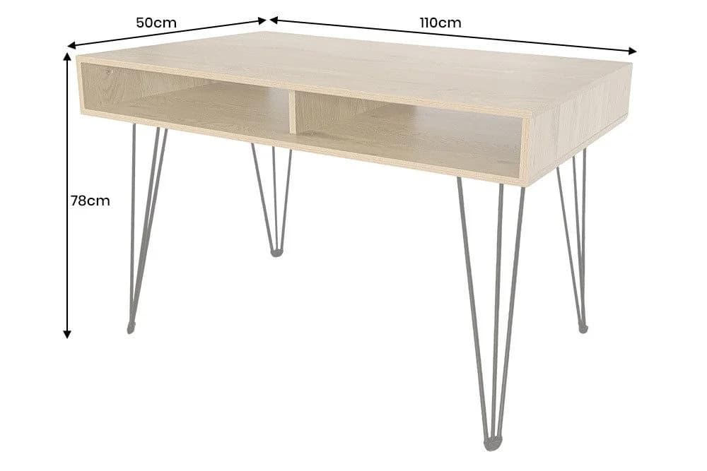 riess-ambiente Schreibtisch STUDIO 110cm natur-Eiche, Stauraum, Hairpin, homeoffice, platzsparend - Bild 5