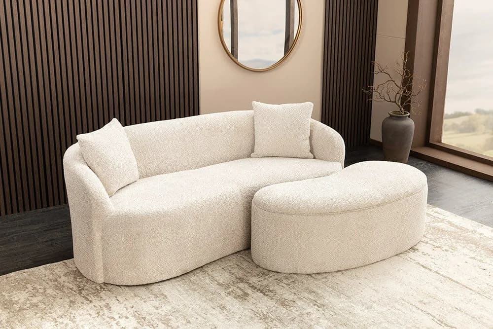 riess-ambiente 2-Sitzer Sofa ELEMENTAL 180 cm Champagner Beige Bouclé - Bild 3