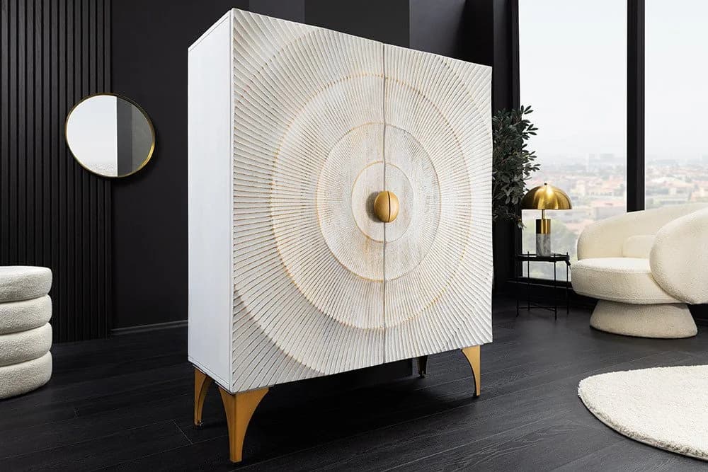 riess-ambiente Highboard GOLDEN SUNSET weiß/gold Massivholz - Bild 2