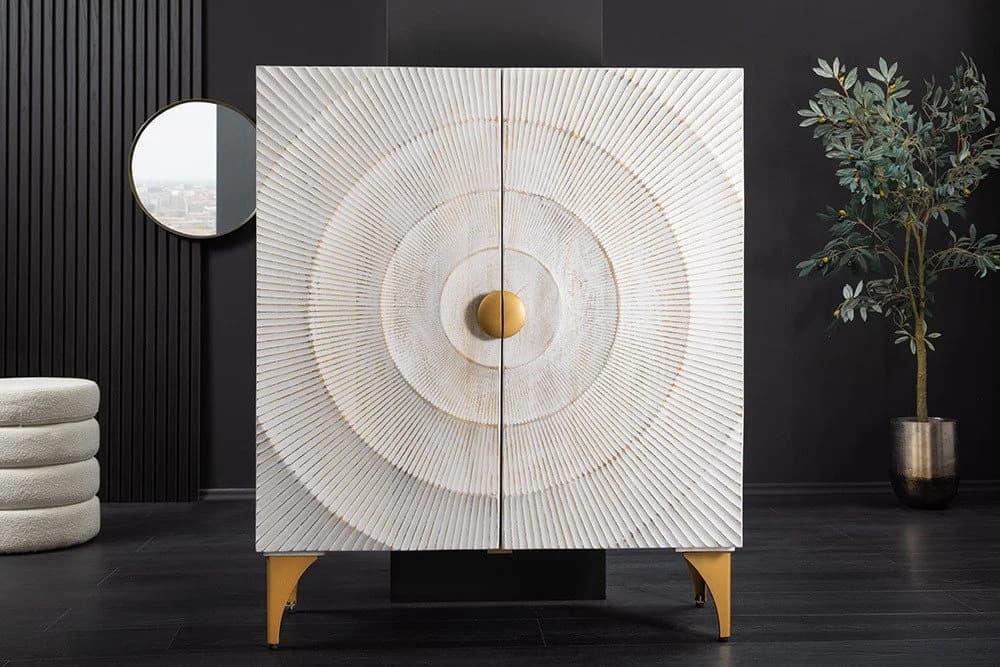 riess-ambiente Highboard GOLDEN SUNSET weiß/gold Massivholz - Bild 3