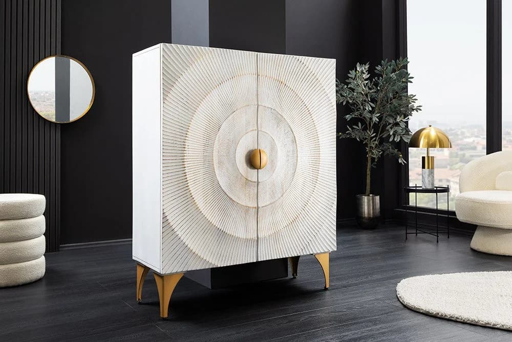 riess-ambiente Highboard GOLDEN SUNSET weiß/gold Massivholz - Bild 4