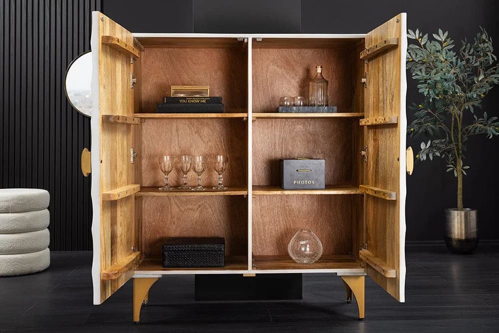 riess-ambiente Highboard GOLDEN SUNSET weiß/gold Massivholz - Bild 5