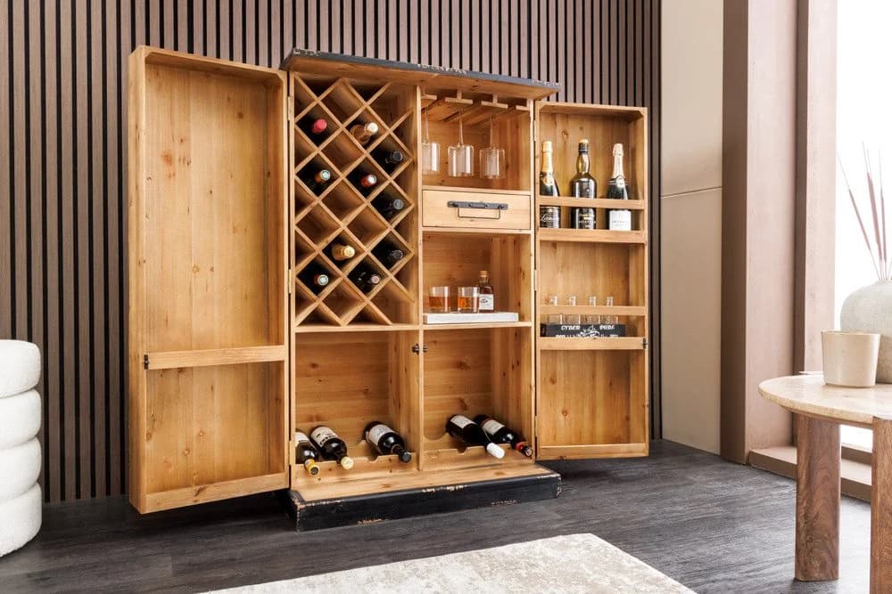 riess-ambiente Barschrank BODEGA 120cm natur Pinienholz Massivholz - Bild 4