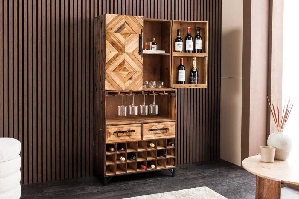 riess-ambiente Barschrank BODEGA 160cm Pinienholz mit Glashalter - Bild 3