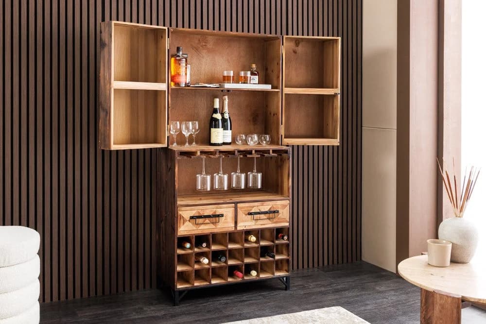 riess-ambiente Barschrank BODEGA 160cm Pinienholz mit Glashalter - Bild 4