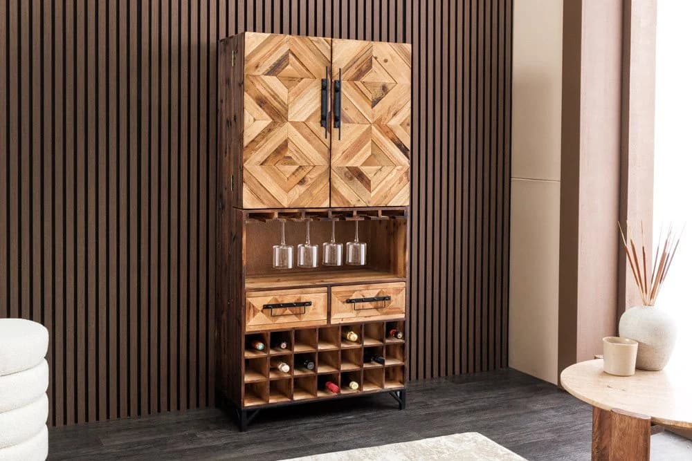 riess-ambiente Barschrank BODEGA 160cm Pinienholz mit Glashalter - Bild 5
