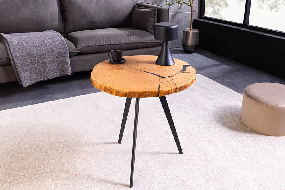 riess-ambiente Couchtisch ARBOR rund Eichenholz massiv schwarz - Bild 2