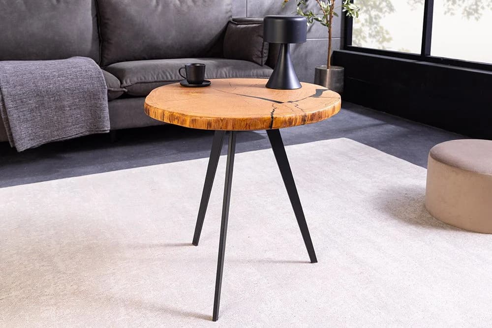 riess-ambiente Couchtisch ARBOR rund Eichenholz massiv schwarz - Bild 3
