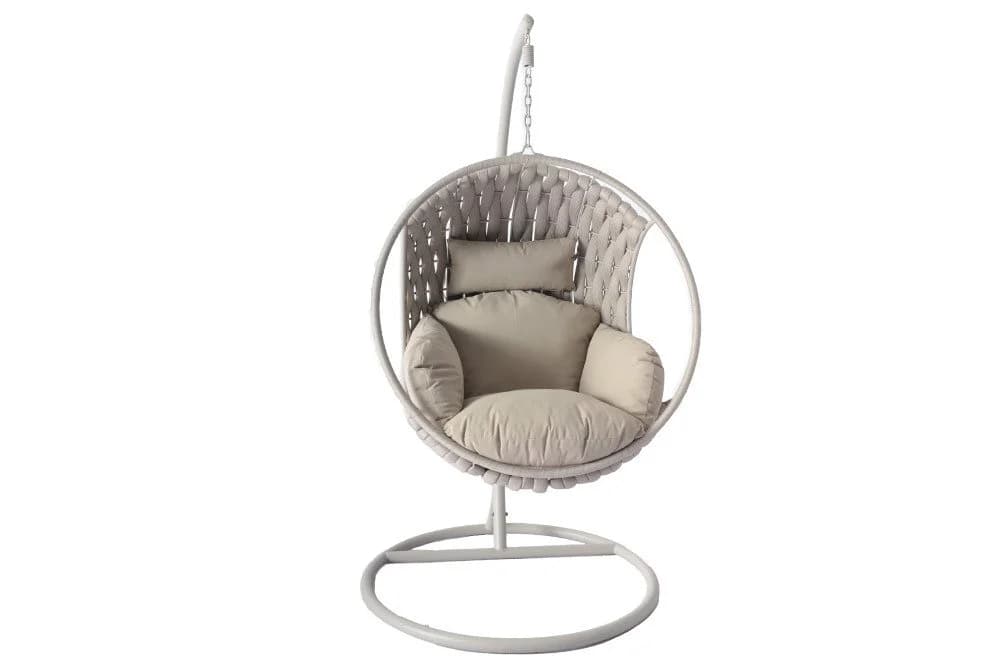 riess-ambiente Hängesessel ROPE Greige Aluminium Polyrattan mit Kissen