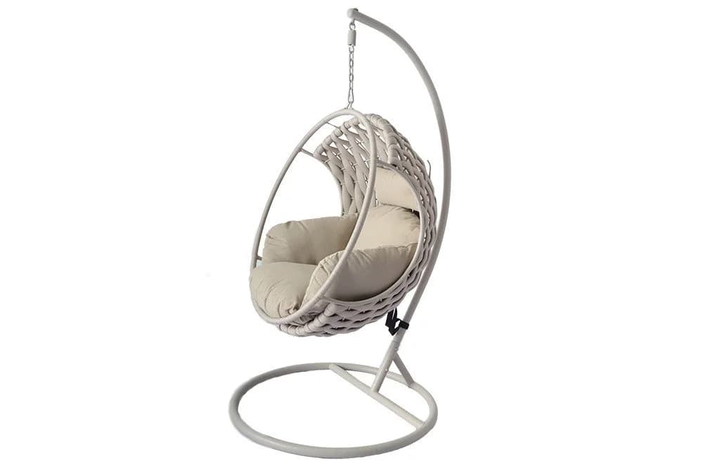 riess-ambiente Hängesessel ROPE Greige Aluminium Polyrattan mit Kissen - Bild 4