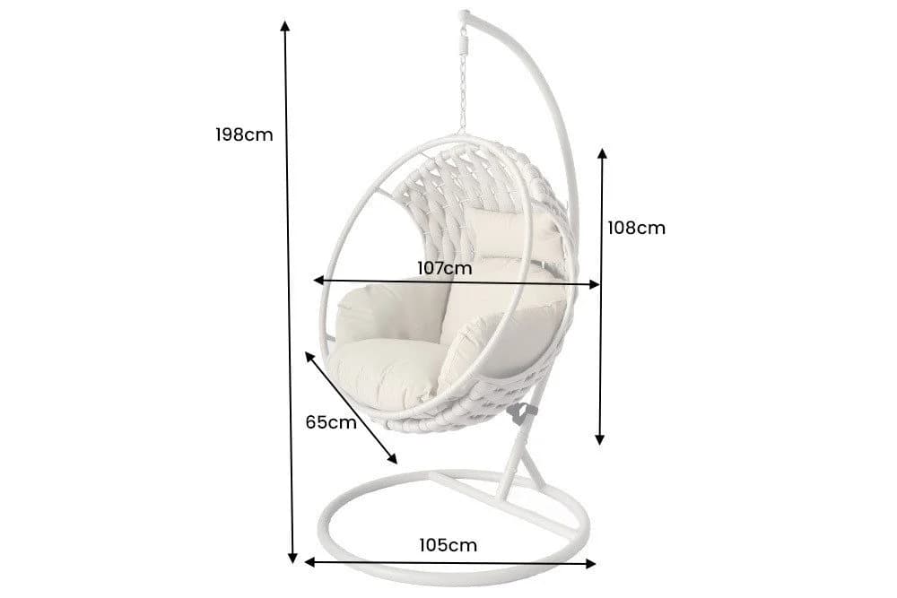 riess-ambiente Hängesessel ROPE Greige Aluminium Polyrattan mit Kissen - Bild 5