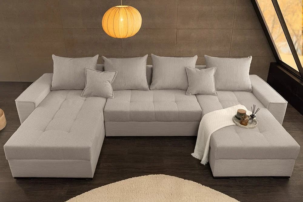 riess-ambiente Wohnlandschaft LODGE 315 cm Greige Cord XXL-Sofa mit Federkern - Bild 4