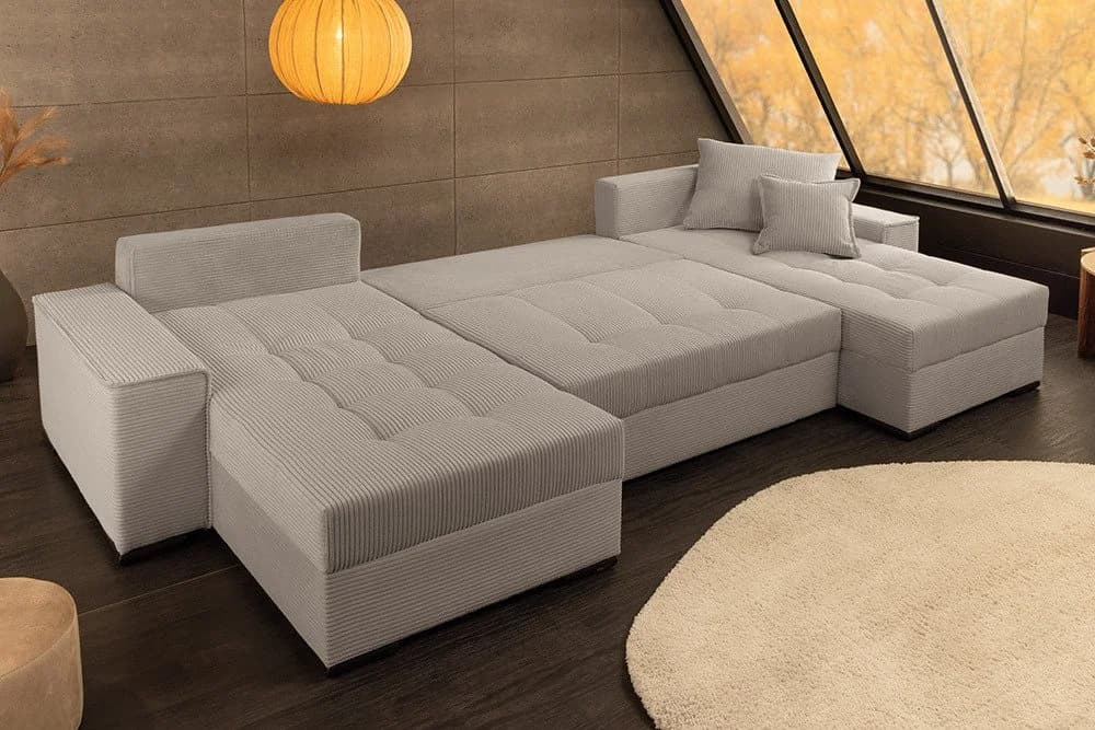 riess-ambiente Wohnlandschaft LODGE 315 cm Greige Cord XXL-Sofa mit Federkern - Bild 5