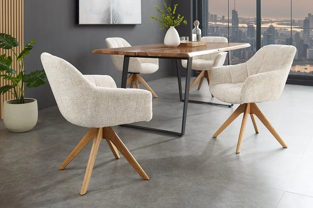 riess-ambiente Polsterstuhl PAPILLON Champagner Beige Natur 180° Drehbar - Bild 3