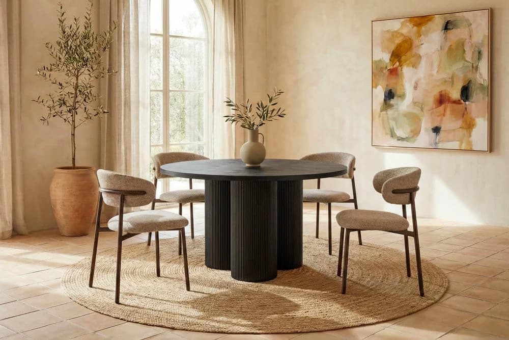 riess-ambiente Esstisch BABYLON 120cm rund schwarz mit Säulenfüßen - Bild 2