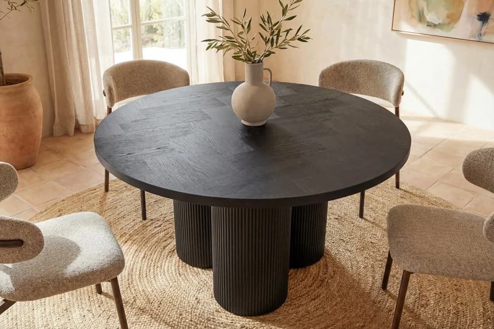 riess-ambiente Esstisch BABYLON 120cm rund schwarz mit Säulenfüßen - Bild 3
