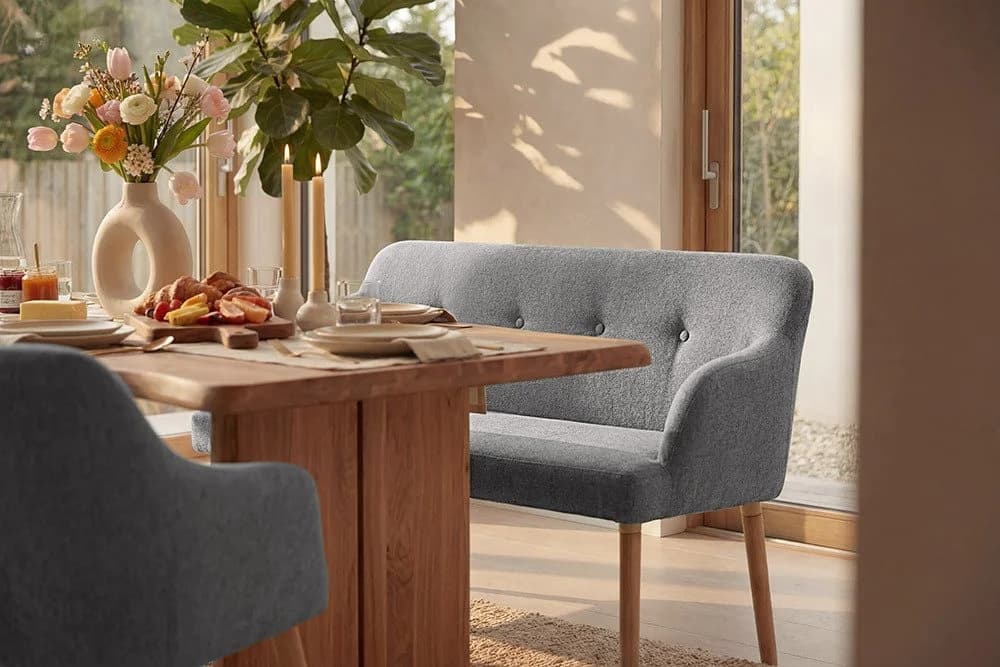 riess-ambiente Polsterbank SCANDINAVIA MEISTERSTÜCK 115cm grau/natur - Massivholz, mit Armlehne - Bild 3