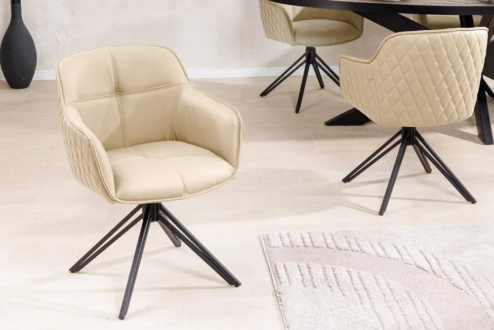 riess-ambiente Polsterstuhl EUPHORIA Beige Echtleder 180° Drehfunktion