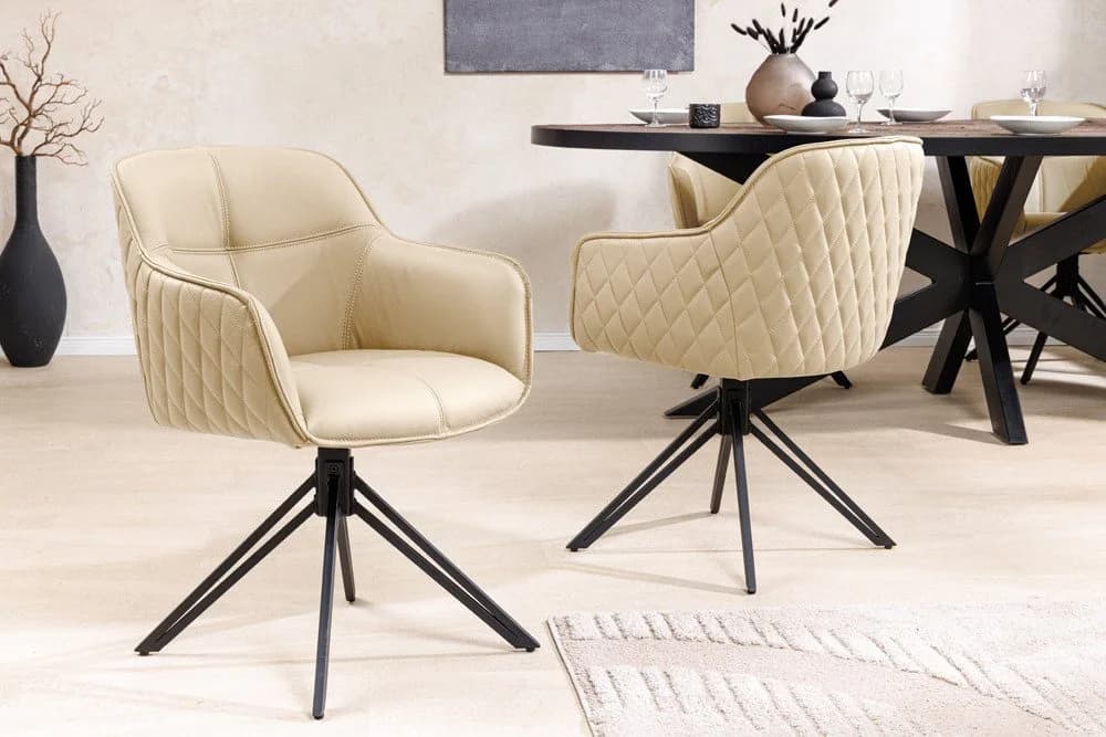 riess-ambiente Polsterstuhl EUPHORIA Beige Echtleder 180° Drehfunktion - Bild 2