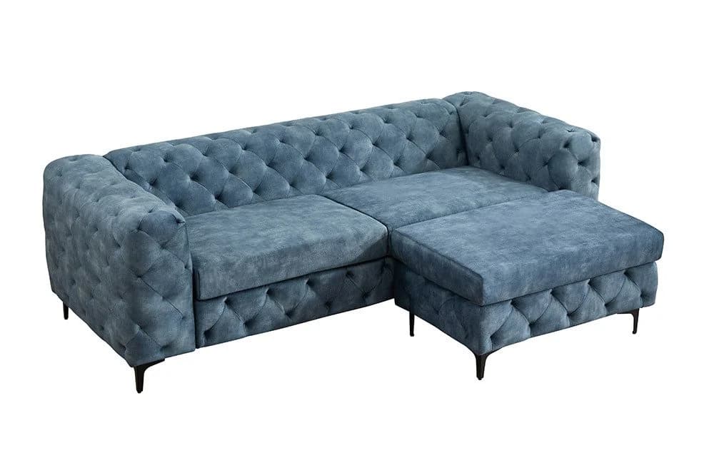 riess-ambiente 3-Sitzer Sofa MODERN BAROCK Petrol Samt Chesterfield