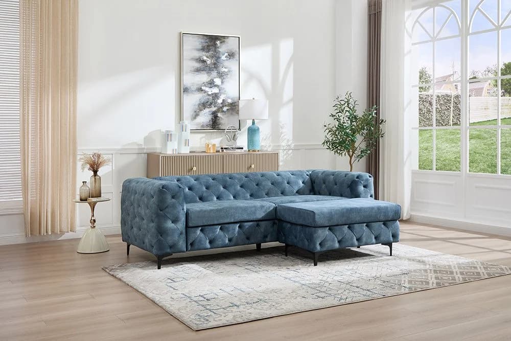 riess-ambiente 3-Sitzer Sofa MODERN BAROCK Petrol Samt Chesterfield - Bild 3
