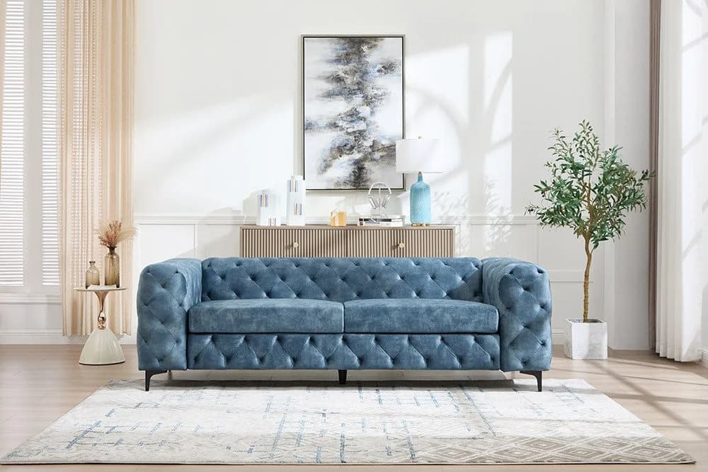 riess-ambiente 3-Sitzer Sofa MODERN BAROCK Petrol Samt Chesterfield - Bild 4