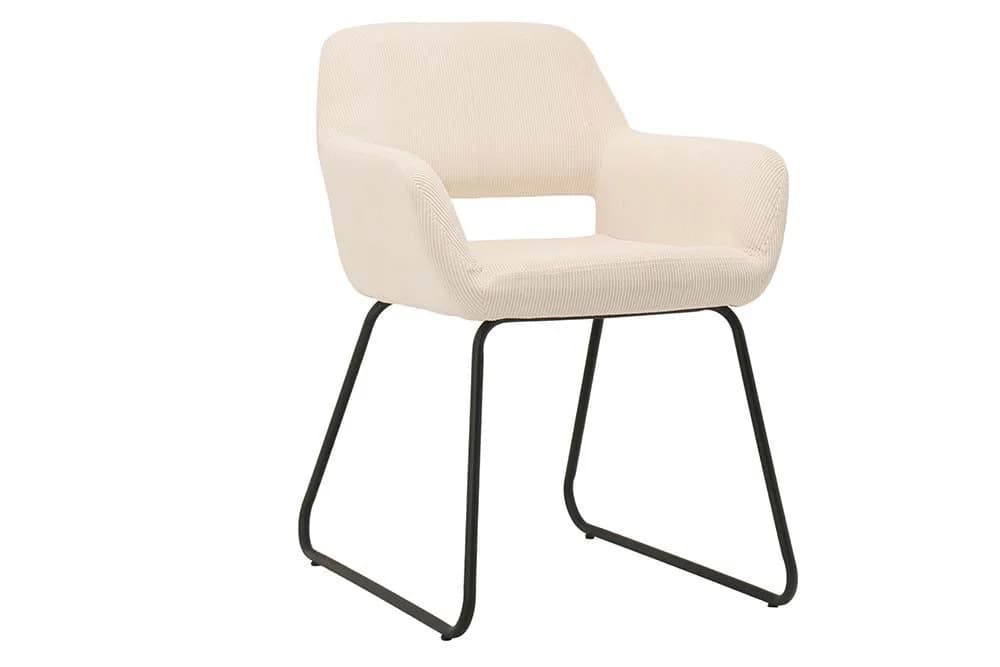 riess-ambiente Armlehnstuhl MUSTANG Retro Cord Metall Beige/Schwarz