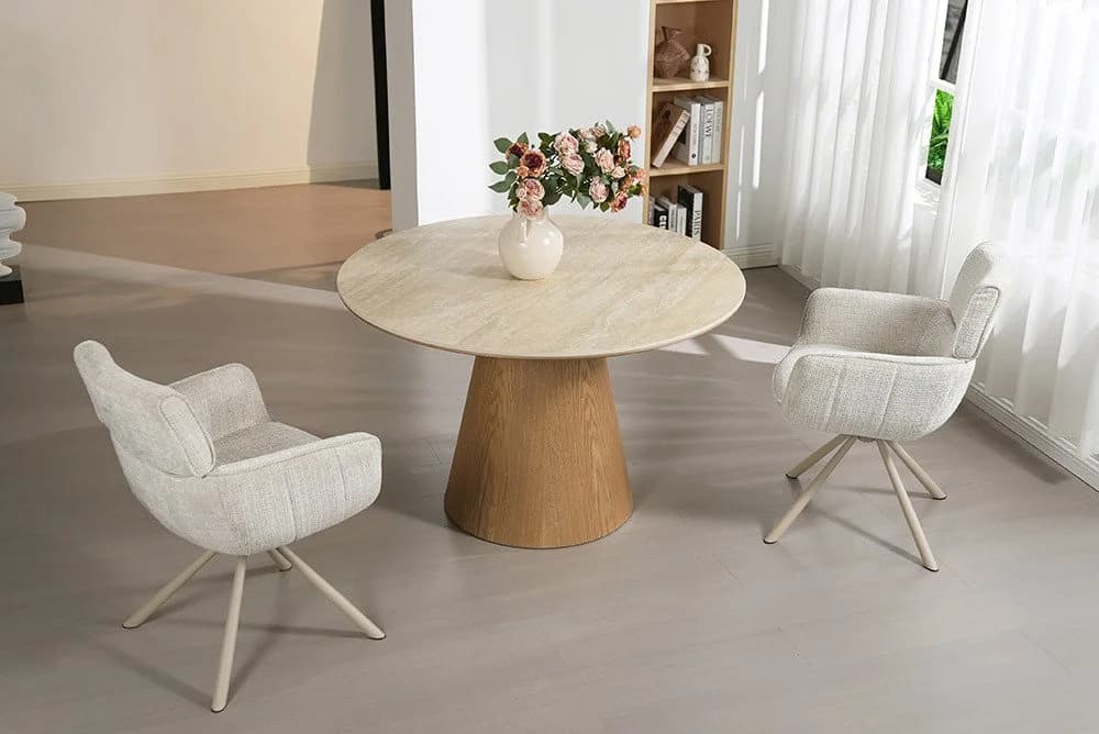 riess-ambiente Esstisch UNIQUE 120cm runder Küchentisch Keramik Eiche - Bild 4