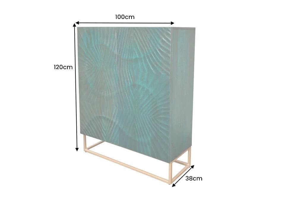 riess-ambiente Highboard SCORPION 120cm Türkis/Gold 3D-Schnitzereien - Bild 3